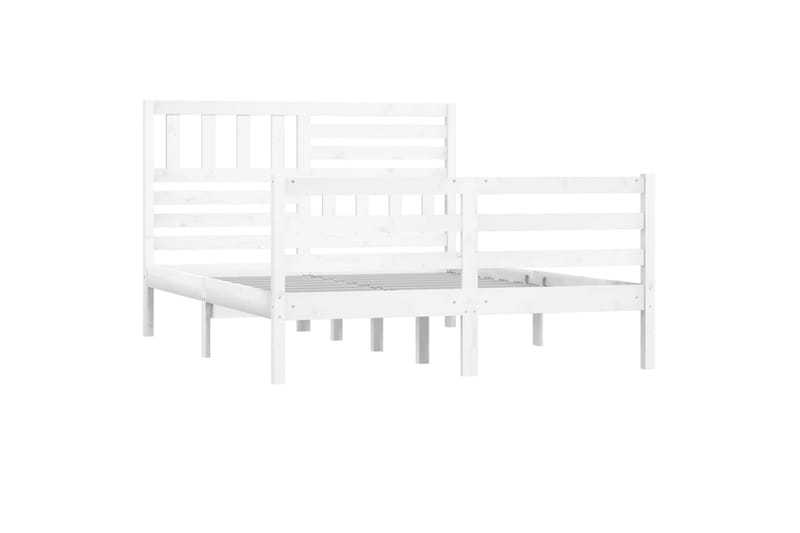 Sängram vit massivt trä 150x200 cm - Vit - Möbler - Sovrum - Sängram & sängstomme