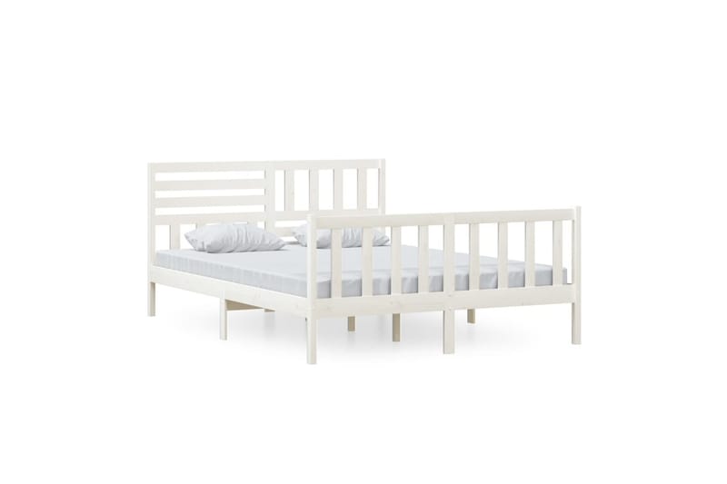 Sängram vit massivt trä 150x200 cm - Vit - Möbler - Sovrum - Sängram & sängstomme