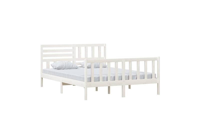 Sängram vit massivt trä 150x200 cm - Vit - Möbler - Sovrum - Sängram & sängstomme