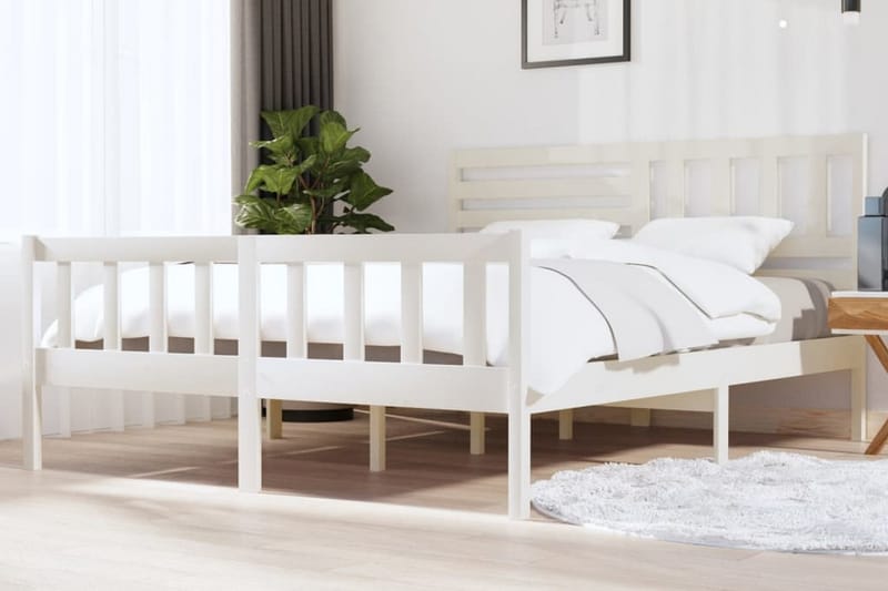 Sängram vit massivt trä 180x200 cm - Vit - Möbler - Sovrum - Sängram & sängstomme