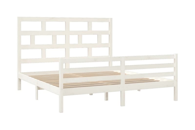 Sängram vit massivt trä 180x200 cm - Vit - Möbler - Sovrum - Sängram & sängstomme