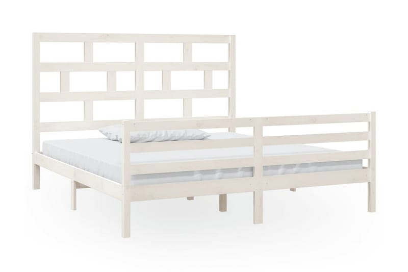Sängram vit massivt trä 180x200 cm - Vit - Möbler - Sovrum - Sängram & sängstomme