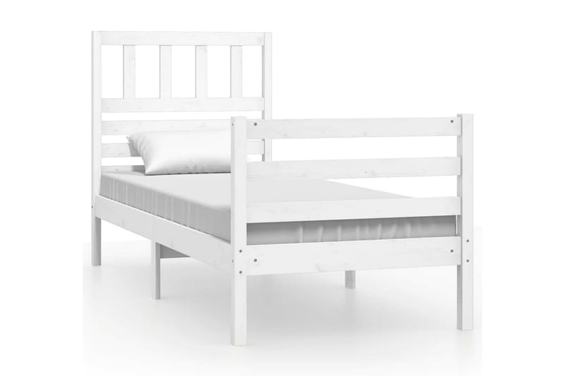 Sängram vit massivt trä 75x190 cm liten enkelsäng - Vit - Möbler - Sovrum - Sängram & sängstomme