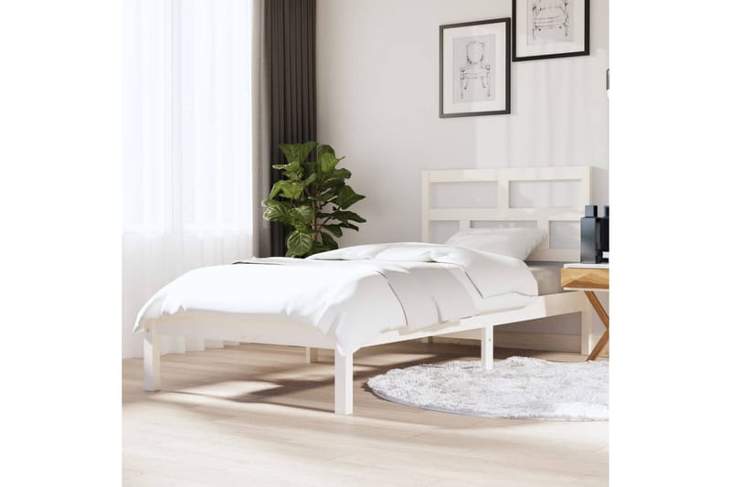 Sängram vit massivt trä 90x190 cm enkelsäng - Vit - Möbler - Sovrum - Sängram & sängstomme