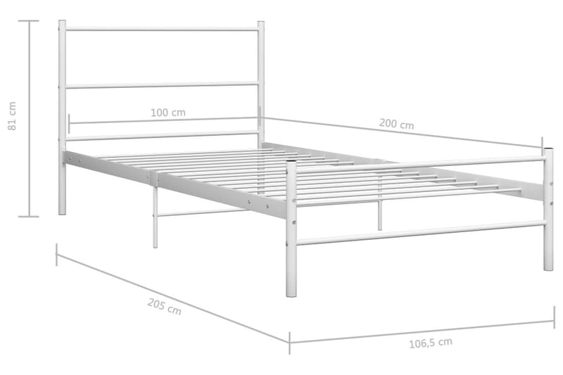 Sängram vit metall 100x200 cm - Vit - Möbler - Sovrum - Sängram & sängstomme
