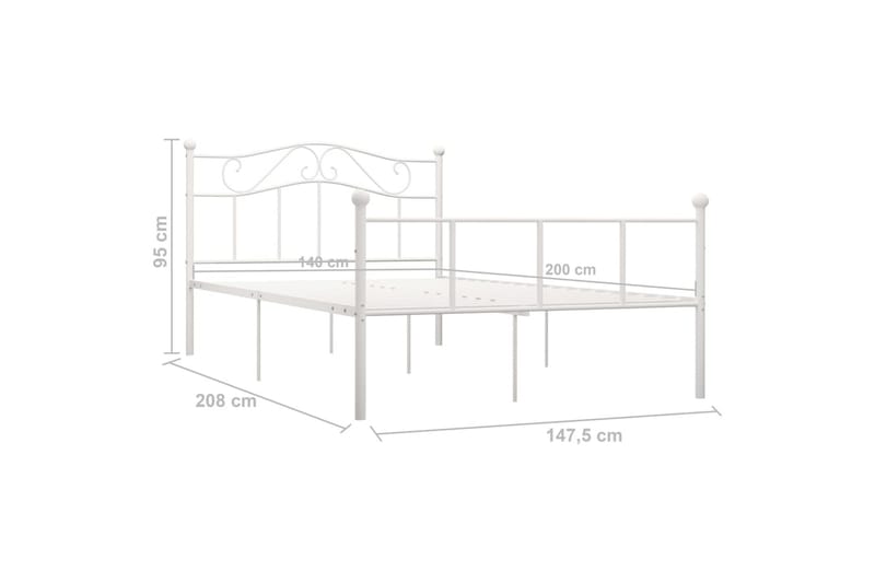 Sängram vit metall 140x200 cm - Vit - Möbler - Sovrum - Sängram & sängstomme