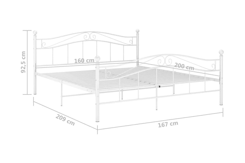 Sängram vit metall 160x200 cm - Vit - Sängram & sängstomme