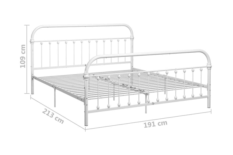 Sängram vit metall 180x200 cm - Vit - Sängram & sängstomme