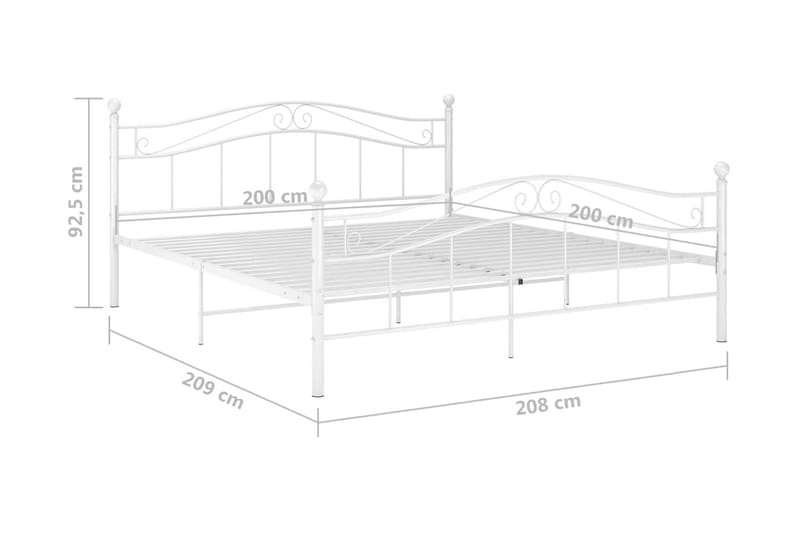 Sängram vit metall 200x200 cm - Vit - Sängram & sängstomme