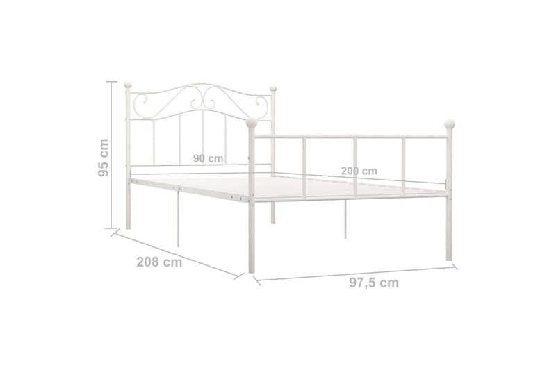 Sängram vit metall 90x200 cm - Vit - Möbler - Sovrum - Sängram & sängstomme
