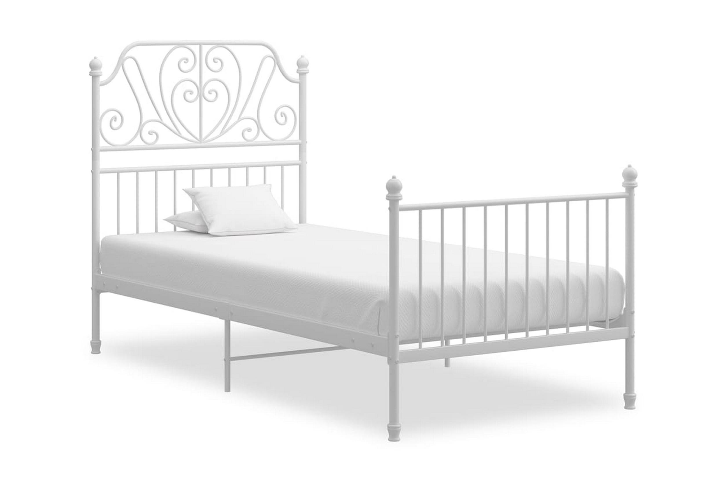 Sängram vit metall och plywood 90×200 cm – Vit