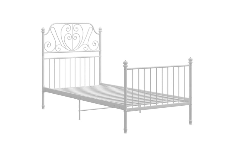 Sängram vit metall och plywood 90x200 cm - Vit - Möbler - Sovrum - Sängram & sängstomme
