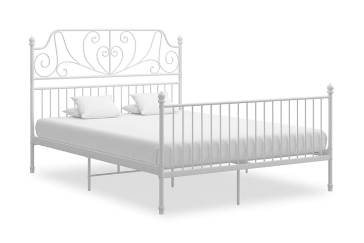 Sängram vit metall och plywood 160x200 cm - Sängram & sängstomme