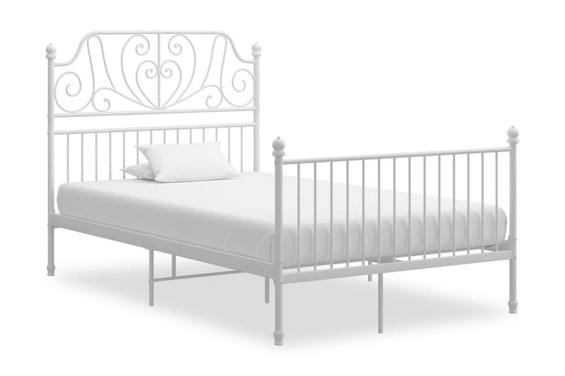 Sängram vit metall och plywood 120x200 cm - Sängram & sängstomme