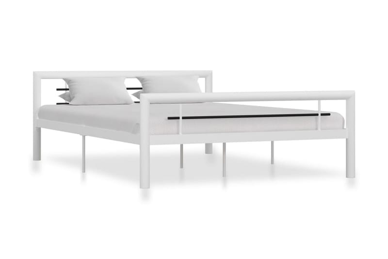 Sängram vit och svart metall 140x200 cm - Vit - Möbler - Sovrum - Sängram & sängstomme