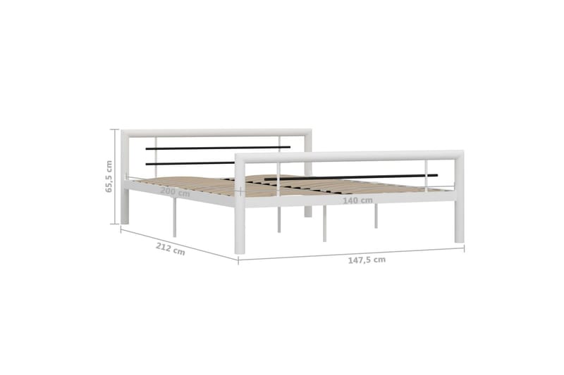 Sängram vit och svart metall 140x200 cm - Vit - Möbler - Sovrum - Sängram & sängstomme