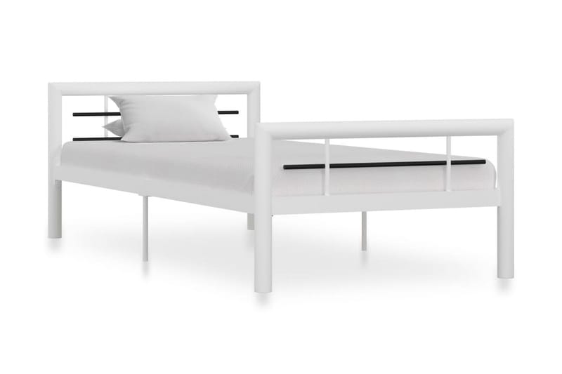 Sängram vit och svart metall 90x200 cm - Vit - Möbler - Sovrum - Sängram & sängstomme