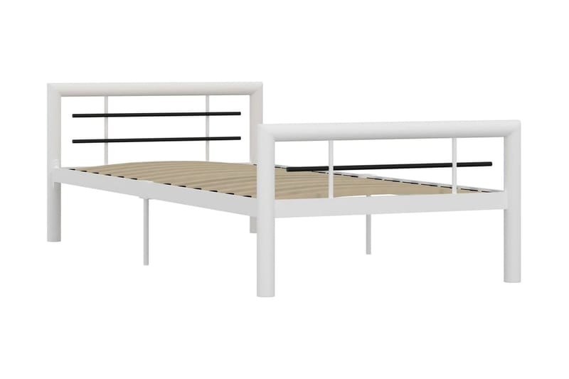 Sängram vit och svart metall 90x200 cm - Vit - Möbler - Sovrum - Sängram & sängstomme