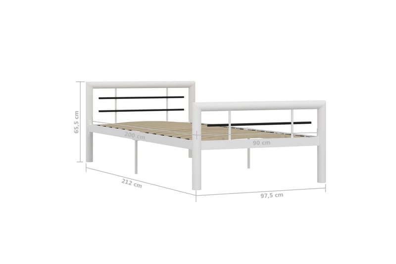 Sängram vit och svart metall 90x200 cm - Vit - Möbler - Sovrum - Sängram & sängstomme