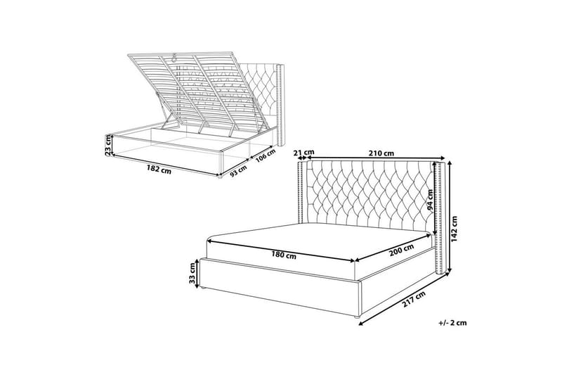 Sängram & Sängstomme Säng med förvaring Lubbon Black||Silver 180x200 - Möbler - Sovrum - Sängram & sängstomme