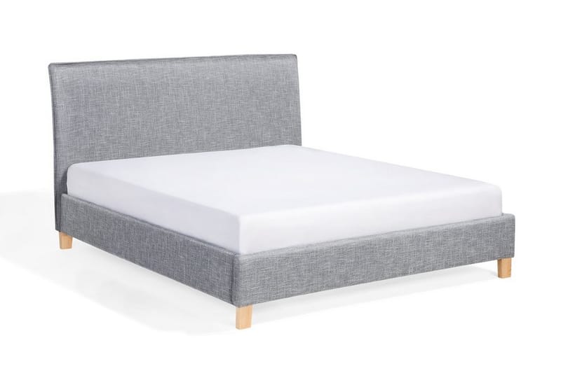 Sennez Komplett Sängpaket – Dubbelsäng 160x200 cm i Tyg med Sänggavel + Bäddmadrass - Grå - Möbler - Sovrum - Sängram & sängstomme
