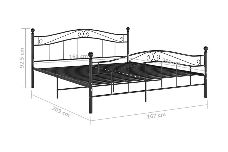 Sängram svart metall 160x200 cm - Svart - Sängram & sängstomme