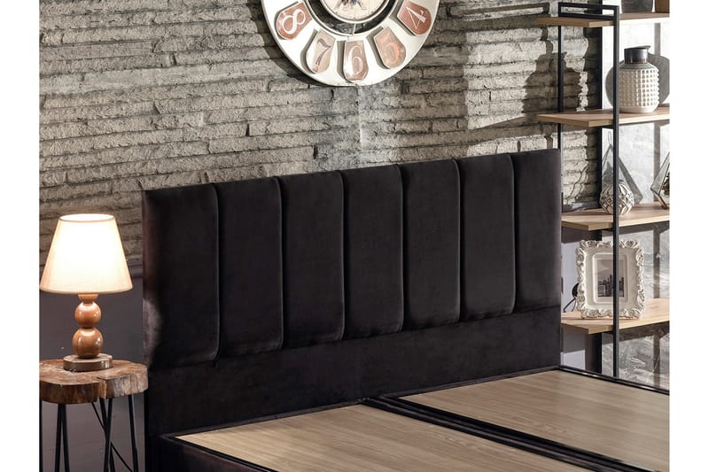 TROYTOL Sängram Dubbel med Sänggavel 140x190 cm Svart - Möbler - Sovrum - Sängram & sängstomme