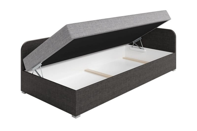 Unona Sängram 90x200 cm i Tyg med Förvaring + Sänggavel - Grå - Möbler - Sovrum - Sängram & sängstomme
