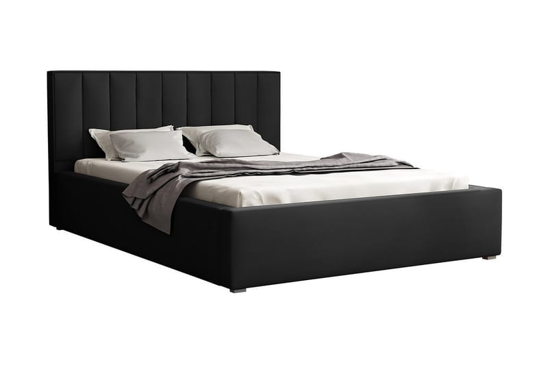 Valasco Sängram med Förvaring 120x200 cm i Tyg med Sänggavel - Svart - Möbler - Sovrum - Sängram & sängstomme