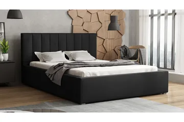 Valasco Sängram med Förvaring 120x200 cm i Tyg med Sänggavel - Svart - Möbler - Sovrum - Sängram & sängstomme