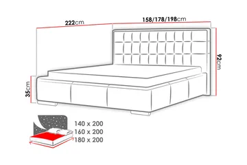 Vento Sängram med Förvaring 180x200 - Grå - Möbler - Sovrum - Sängram & sängstomme