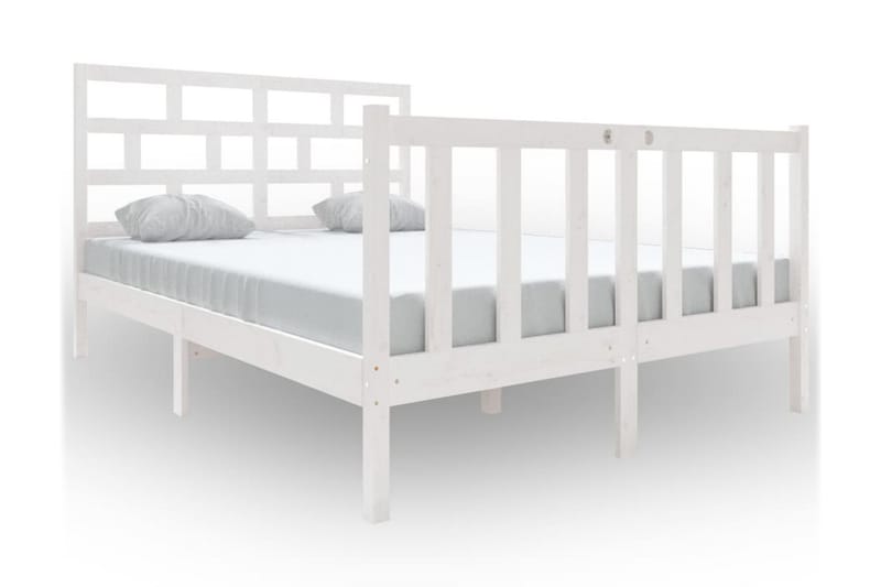 Sängram vit massiv furu 140x190 cm - Vit - Möbler - Sovrum - Sängram & sängstomme
