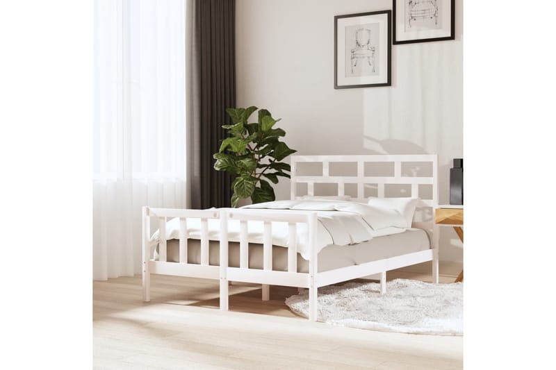 Sängram vit massivt furu 120x200 cm enkelsäng - Vit - Möbler - Sovrum - Sängram & sängstomme
