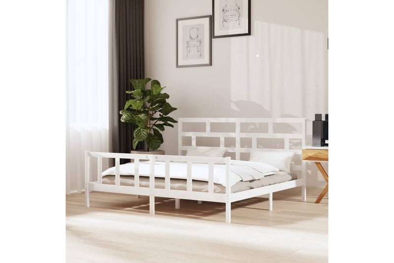 Sängram vit massivt furu 200x200 cm - Vit - Möbler - Sovrum - Sängram & sängstomme