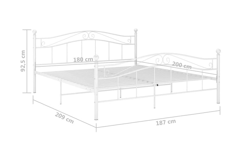 Sängram vit metall 180x200 cm - Vit - Sängram & sängstomme