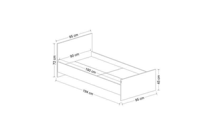 Sängstomme för Enkel Säng Fruitland Sängram Vit - 95 x 72 x 194 cm - Möbler - Sovrum - Sängram & sängstomme