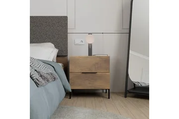Serene Sängbord 55 cm med Trä- och Valnötsutseende, Förvaring med Lådor - Valnötsbrun - Möbler - Sovrum - Sängbord