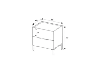 Serene Sängbord 55 cm med Trä- och Valnötsutseende, Förvaring med Lådor - Valnötsbrun - Möbler - Sovrum - Sängbord