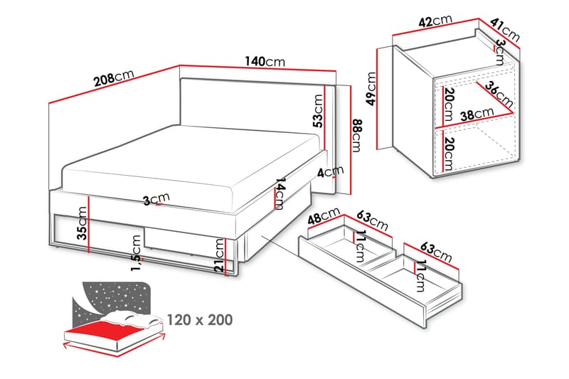 Sigmana Möbelset För Sovrum - Ljusgrå/Beige - Möbler - Sovrum - Möbelset för sovrum