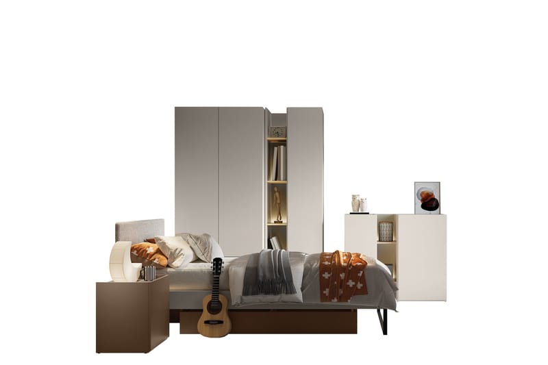 Sigmana Möbelset För Sovrum - Ljusgrå/Beige - Möbler - Sovrum - Möbelset för sovrum