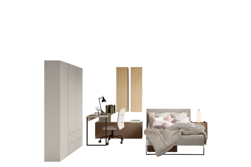 Sigmana Möbelset För Sovrum - Ljusgrå/Brun/Beige - Möbler - Sovrum - Möbelset för sovrum