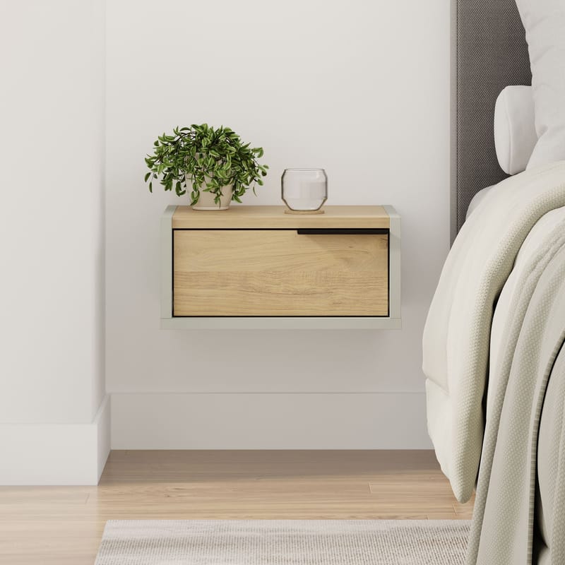 Silena Sängbord 40 cm - Ash Green och Sapphire Oak - Möbler - Sovrum - Sängbord