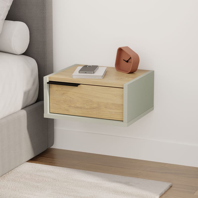 Silena Sängbord 40 cm - Ash Green och Sapphire Oak - Möbler - Sovrum - Sängbord