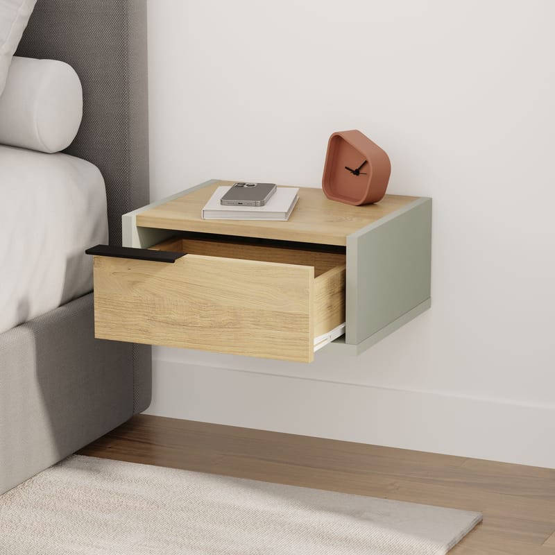 Silena Sängbord 40 cm - Ash Green och Sapphire Oak - Möbler - Sovrum - Sängbord