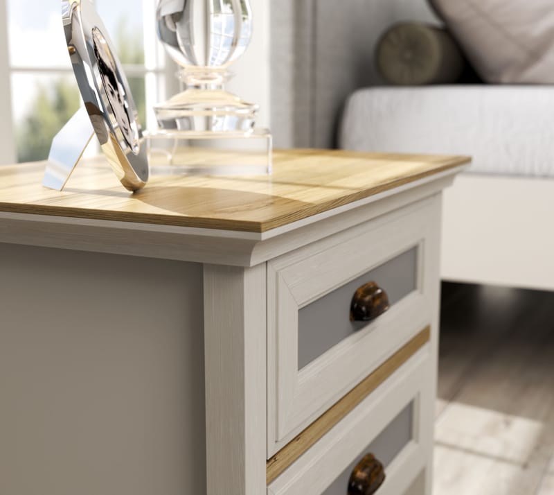 Solena Sängbord 60 cm - Crème, ek, grå - Möbler - Sovrum - Sängbord