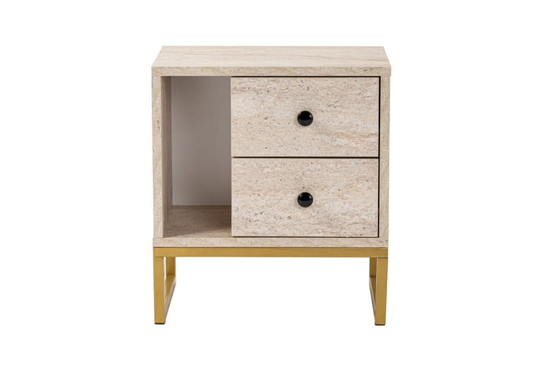 Sonali Sängbord 45 cm, Travertin/Guld