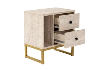 Sonali Sängbord 45 cm - Travertin/Guld - Möbler - Sovrum - Sängbord