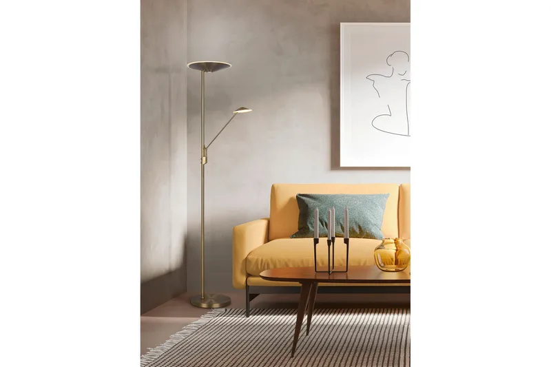 Brantford LED Golvlampa antikmässing. - Mässing - Möbler - Sovrum - Sovrumslampa