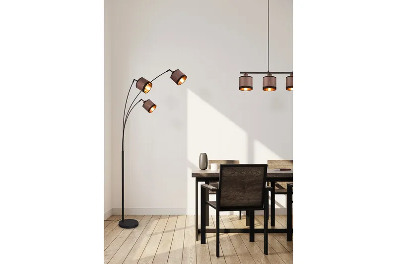 Davos Golvlampa 3L E14 mattsvart/ greige - Matt svart/Greige - Möbler - Sovrum - Sovrumslampa