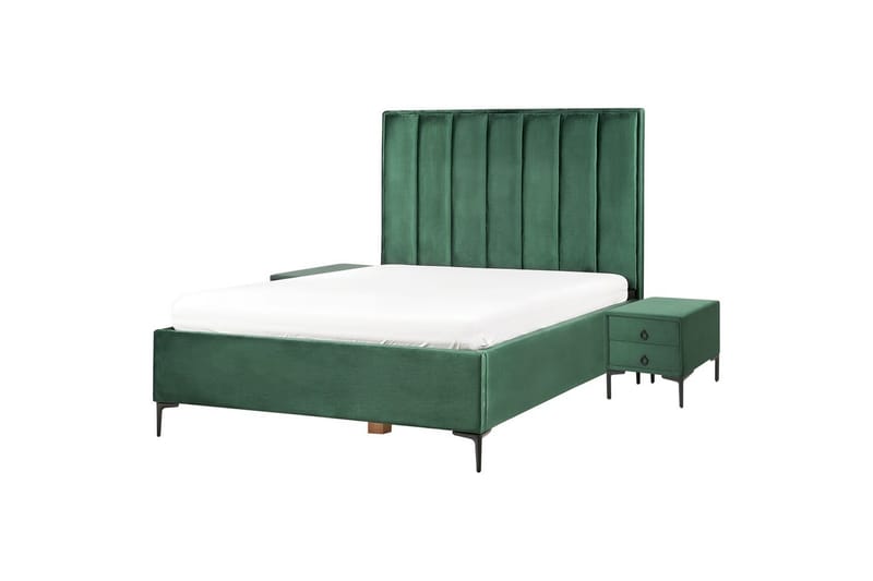 Sovrumsset Sezanne Grön/Svart, 140x200 cm, Sammet - Grön/Svart, 140x200 cm, Sammet - Möbler - Sovrum - Möbelset för sovrum